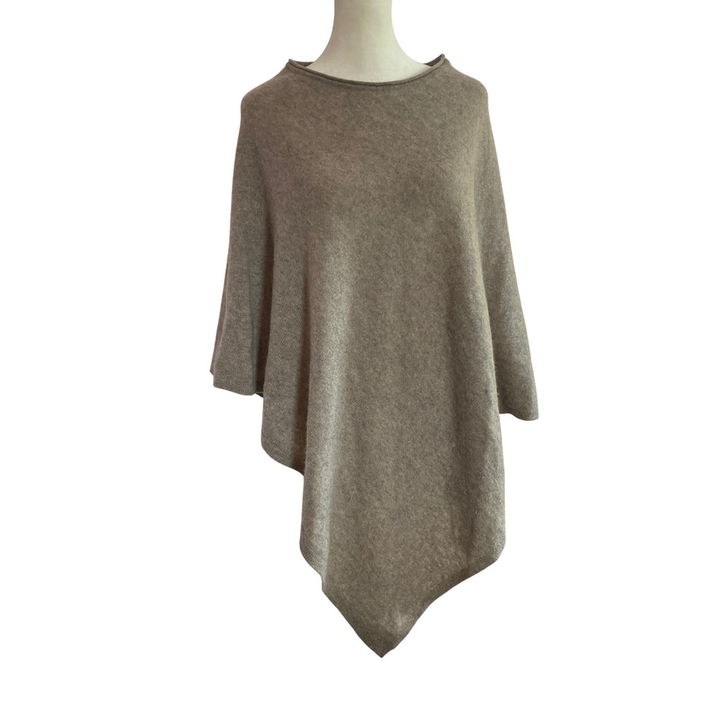 Rachel Zoe 100% Cashmere Heather Brown Poncho Wrap Staple Neutral (One Size)